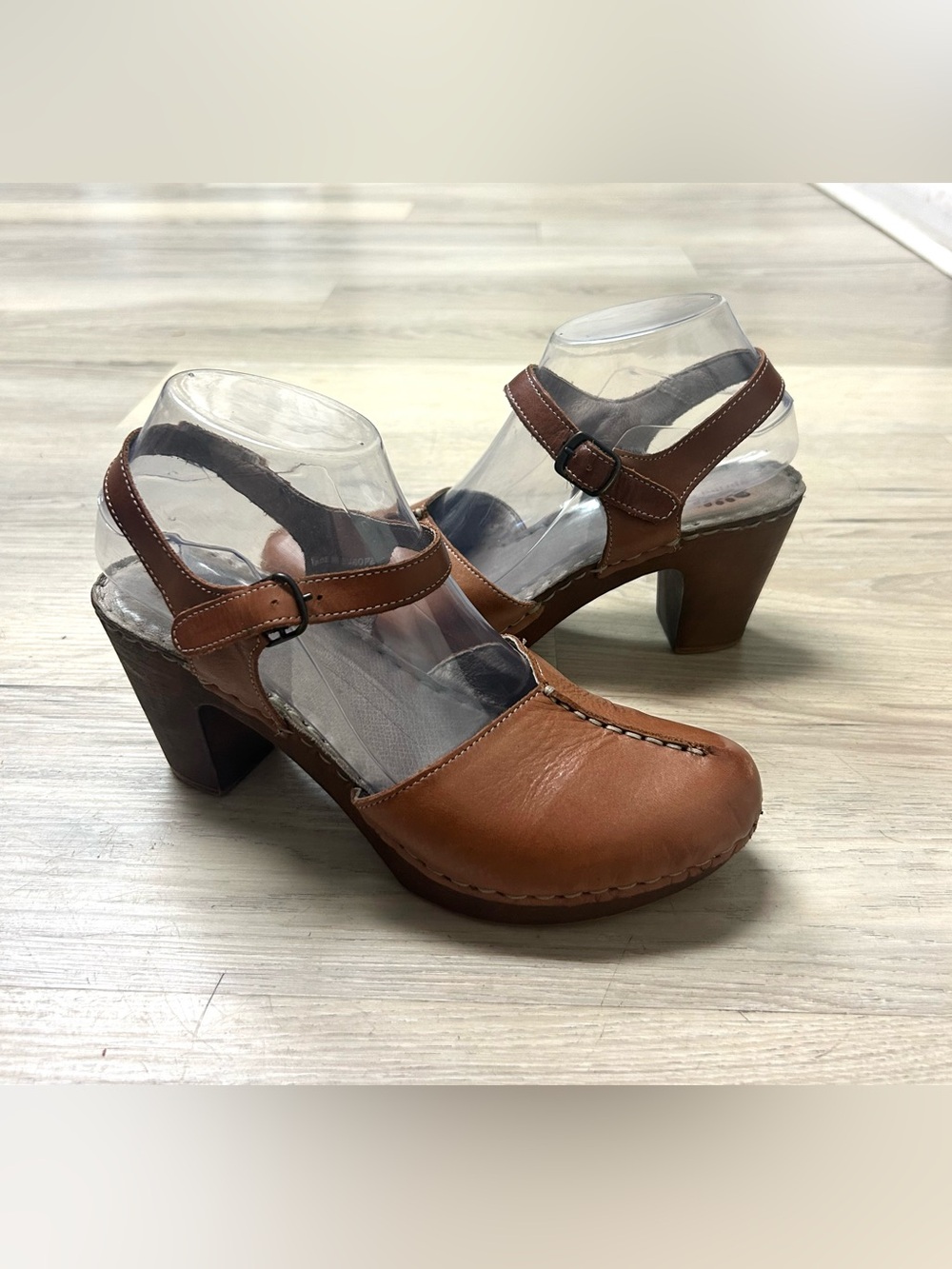 Spring Step Mary Jane Clogs Women 39 US 8.5 Brown Leather Heels Comfort Casual - Picture 7 of 12